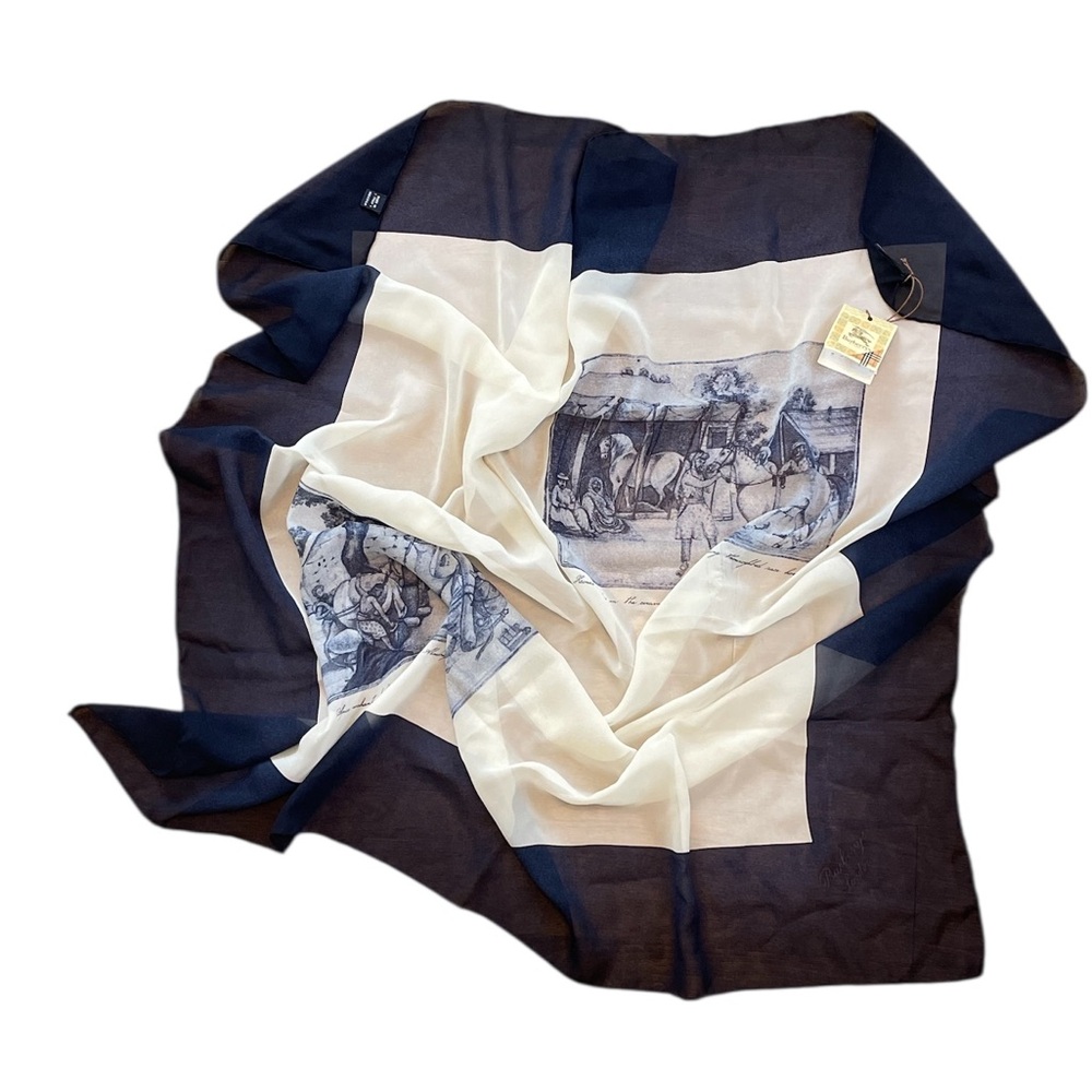 Vintage Burberry Equestrian Silk Scarf